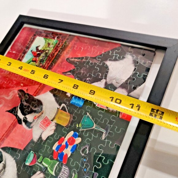 Home of Boston Terriers - Four Dogs Doggie Playing Poker Framed Puzzle 12x15" - Picture 9 of 9